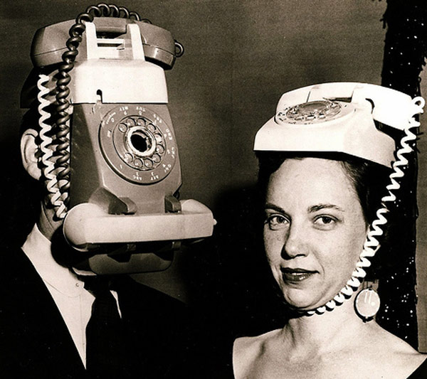 vintage telephone mask and hat