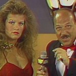 mean gene okerlund laughing during a promo